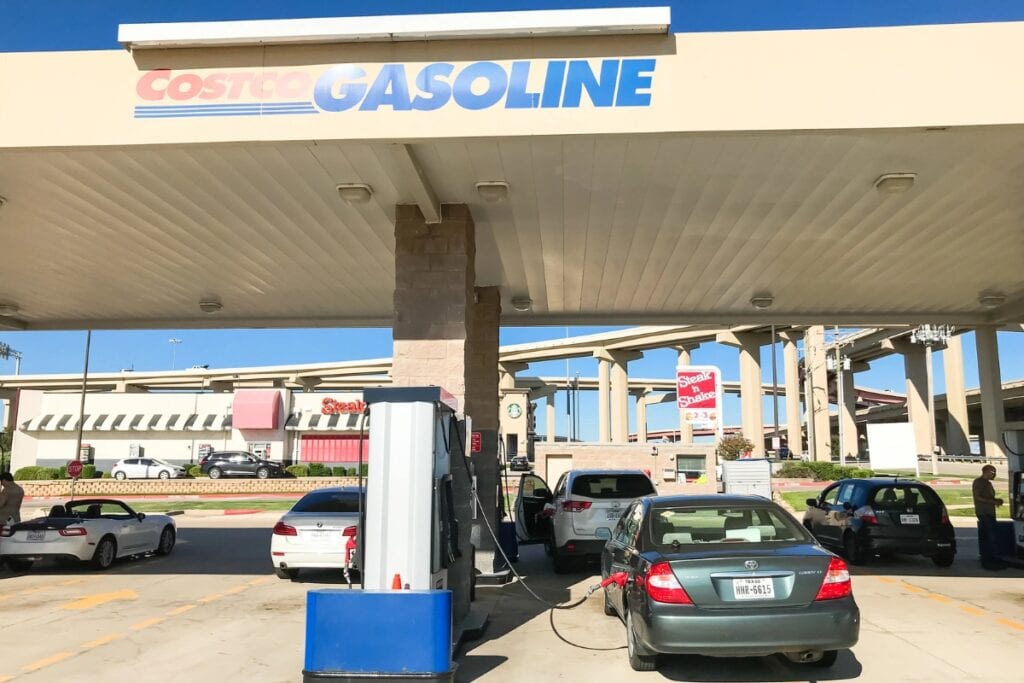 Cars refueling at Costco gas station.