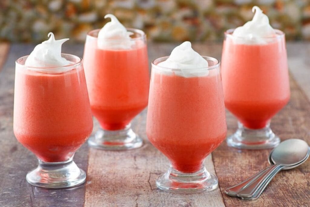 Jello 1-2-3 dessert in glasses. 