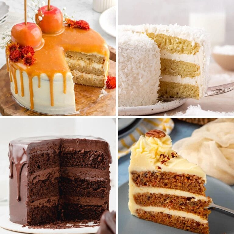 Collage of different layer cakes.
