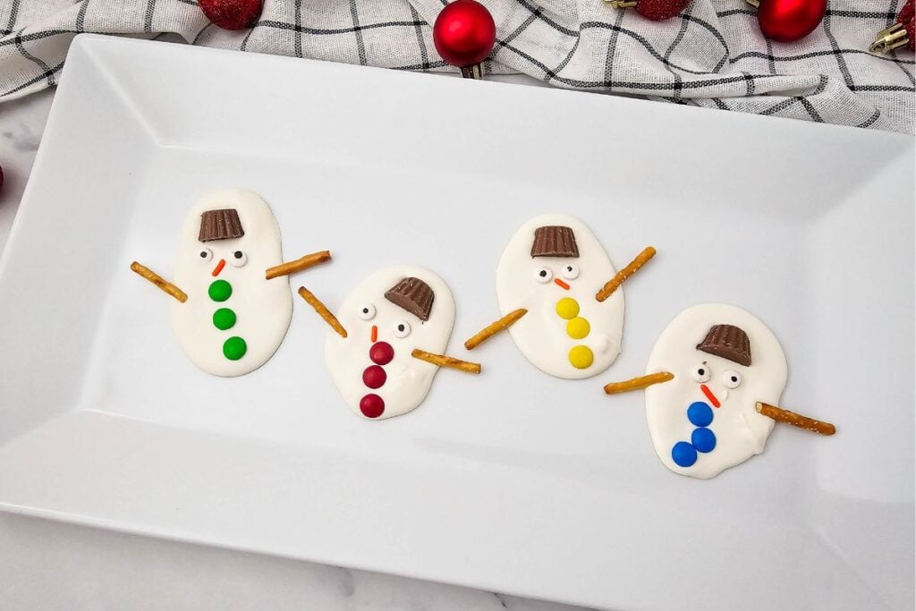 A close up shot of melted snowman bark.