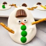 A close up shot of melted snowman bark.
