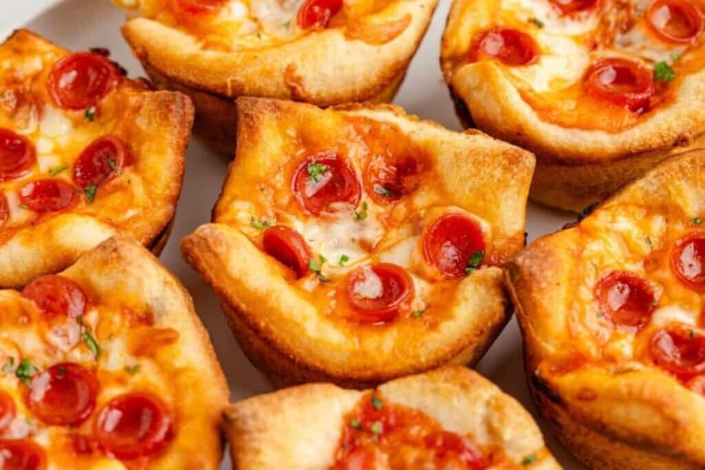 Pizza cups on a plate.