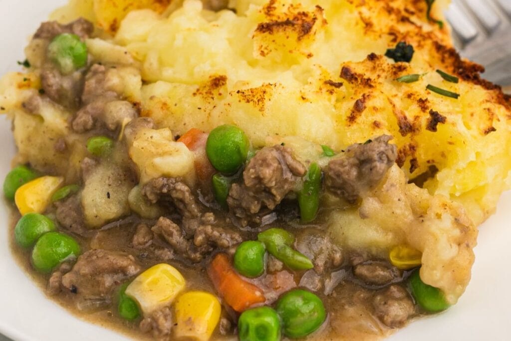 Shepherd's pie on a plate.