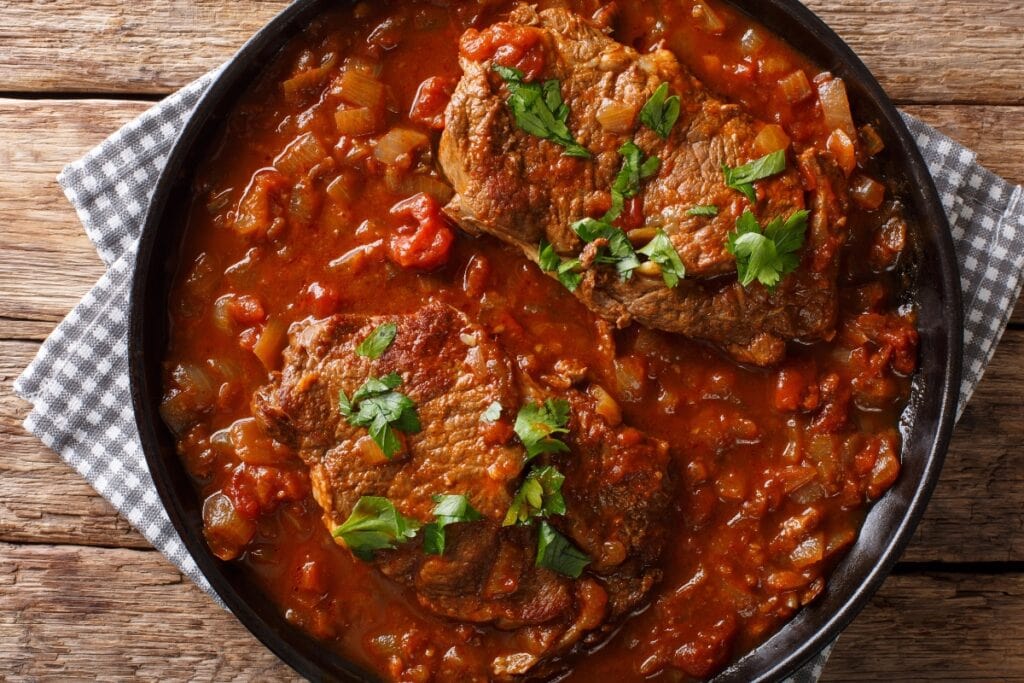 Swiss steak on a plate.
