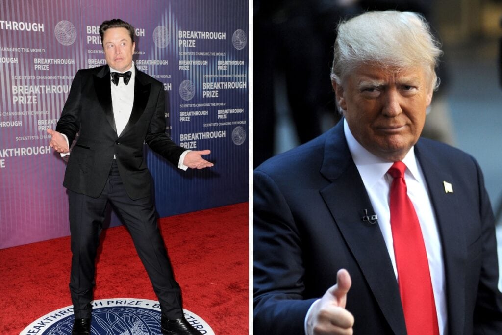 Collage image of Elon Musk and Donald Trump.