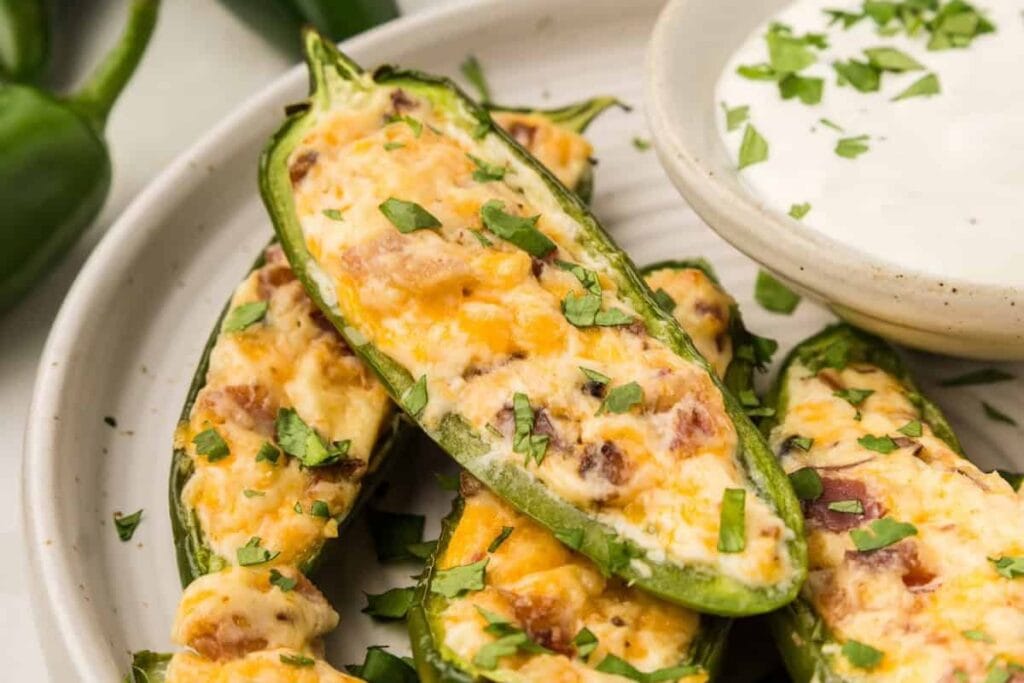 A close up shot of bacon jalapeno poppers.