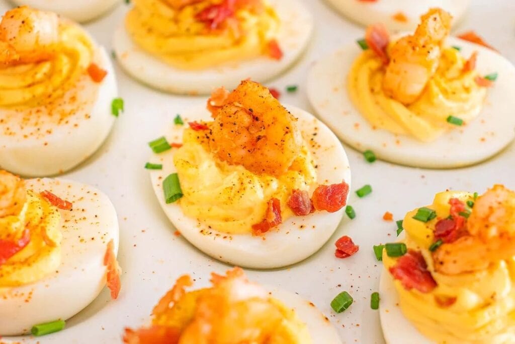 A close up shot of cajun shrimp.