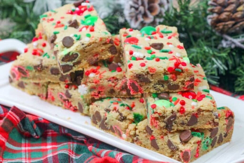 A close up shot of cookie bars.