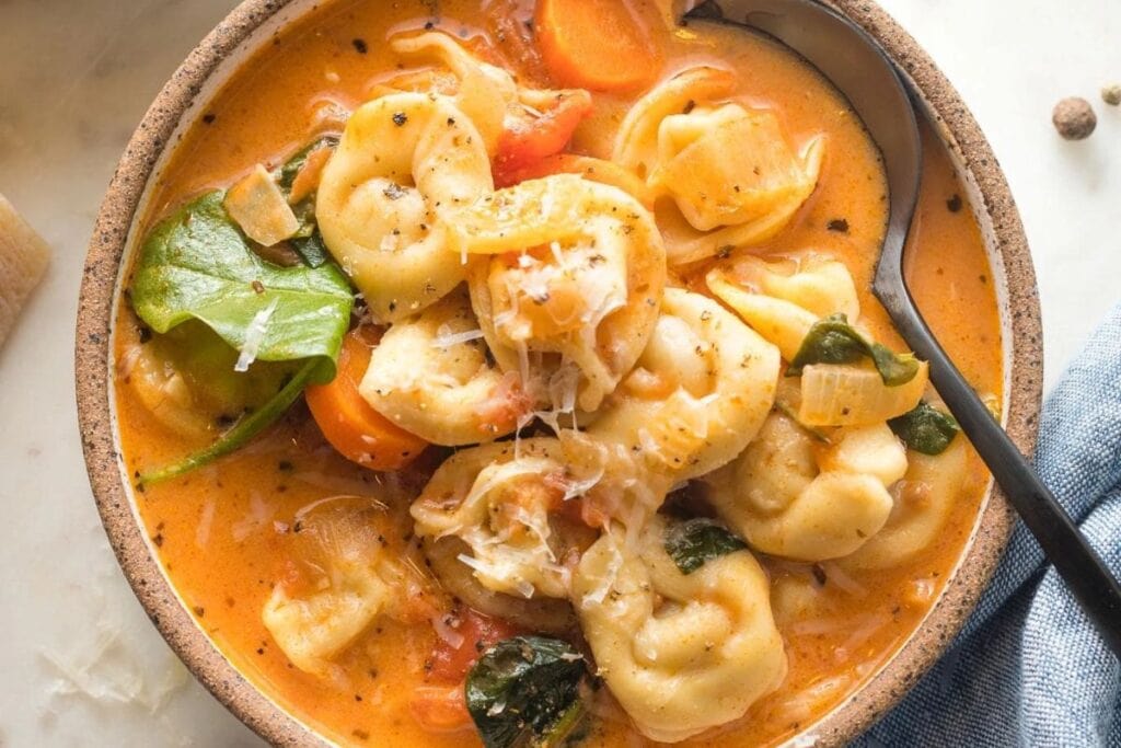 Tomato tortellini soup.