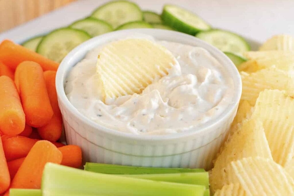A bowl of french onion dip.