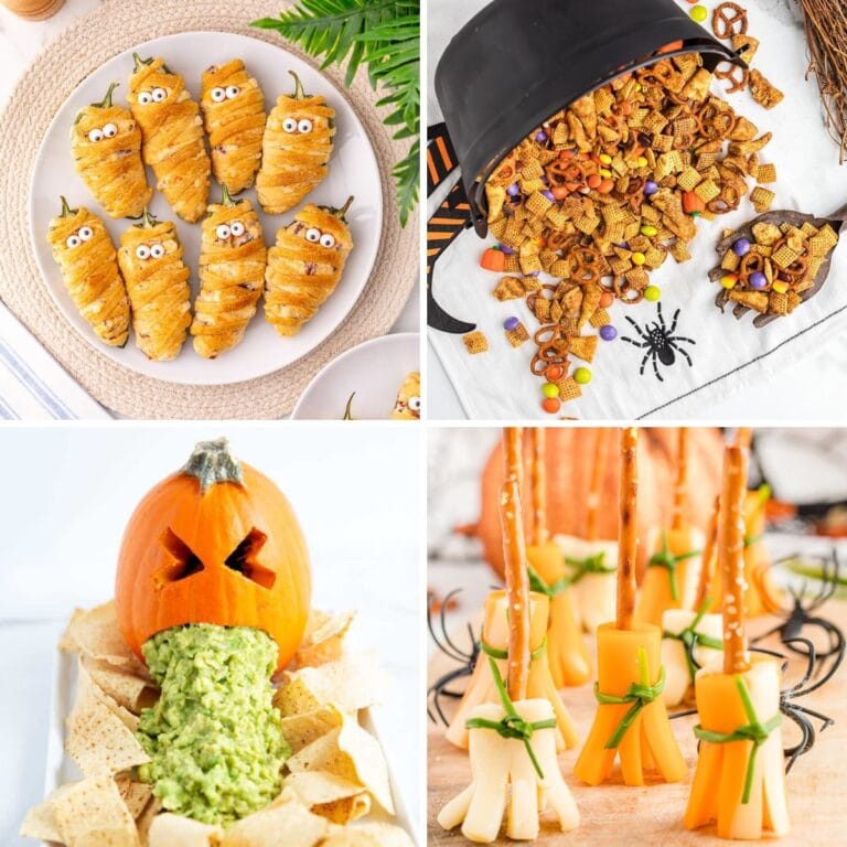 Halloween appetizers collage.