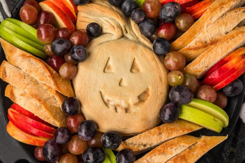 A close up shot baked brie.