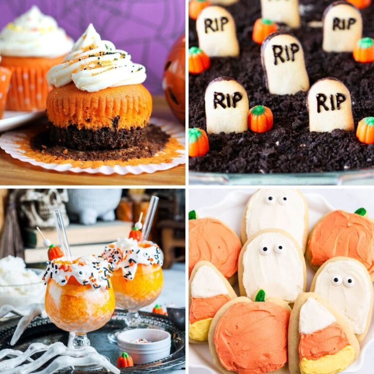 Halloween desserts collage.