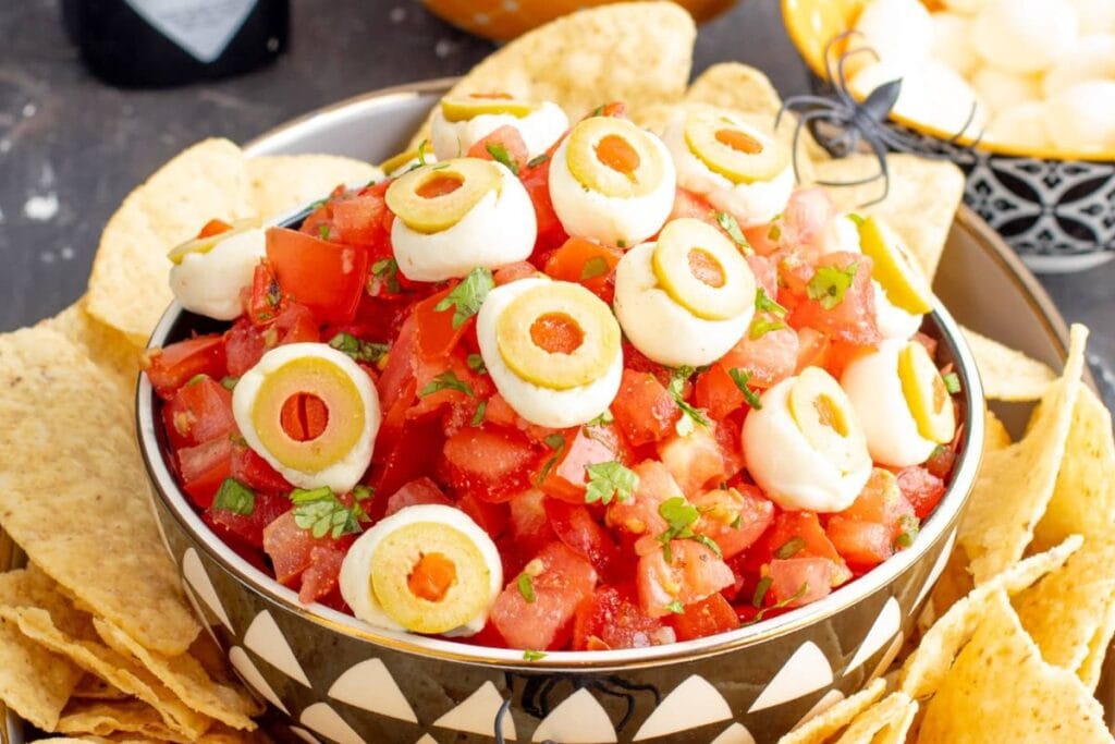 A close up shot of eyeball salsa.