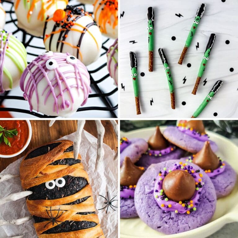 Halloween foods collage.