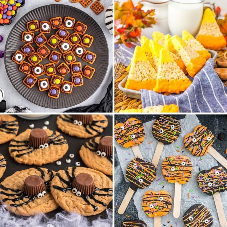 Halloween party treats collage.