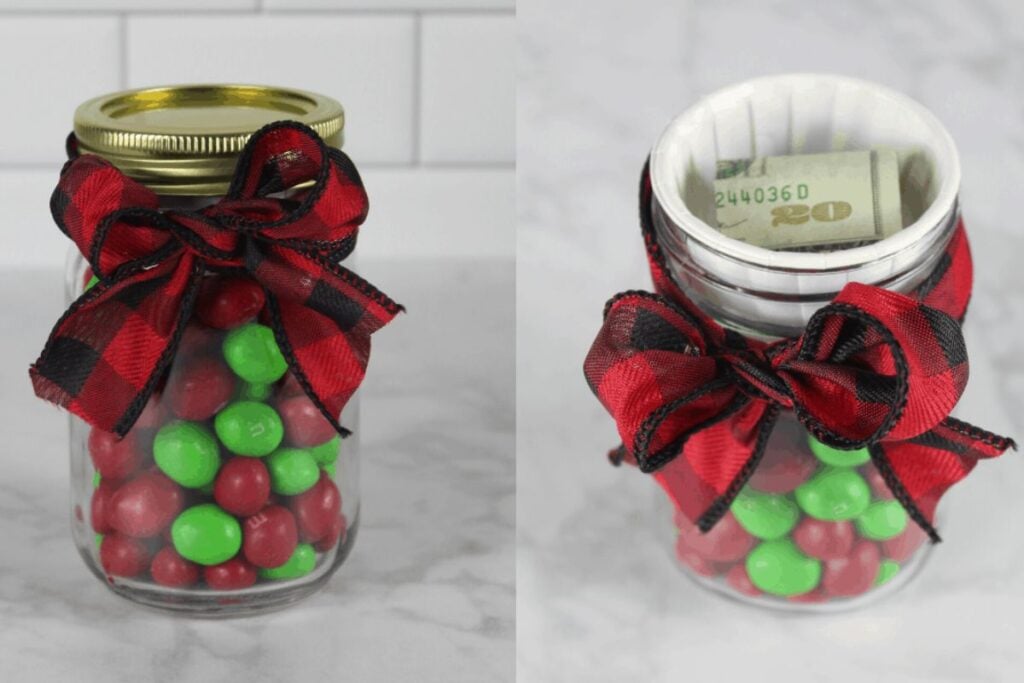 Collage of hidden money mason jar.