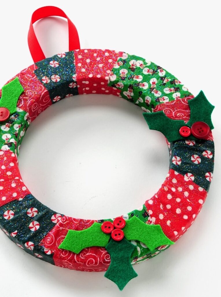 A close up shot of Christmas wreath.