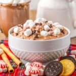 A close up shot of hot chocolate dip.