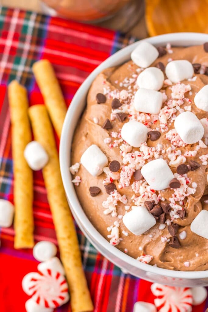 A close up shot of hot chocolate dip.
