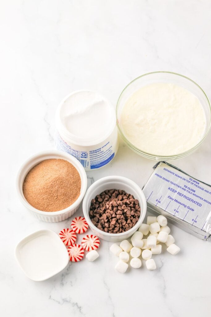 Ingredients for hot chocolate dip.