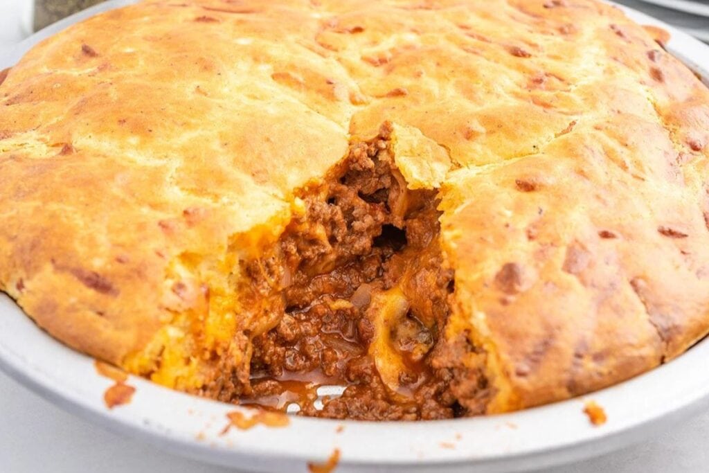 A close up shot of sloppy joe pie.