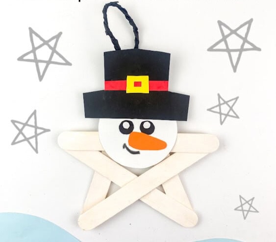 A close up shot of snowman stars.