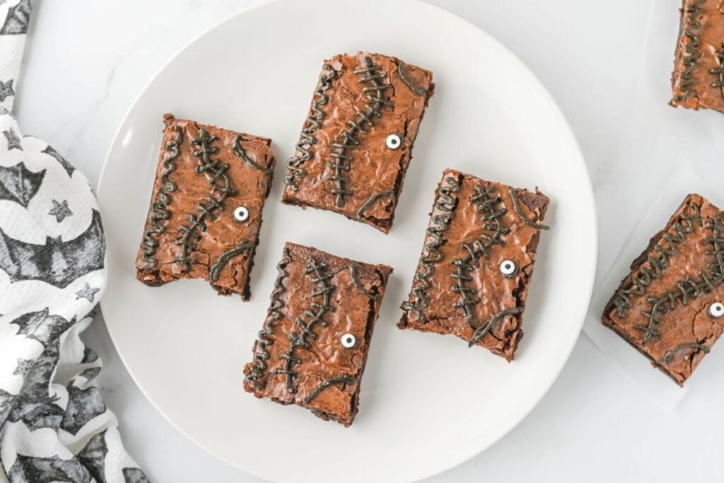 A close up shot of spellbook brownies.