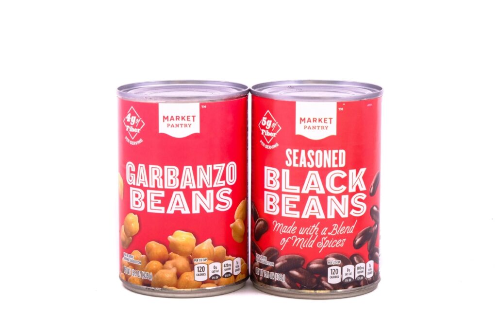 Varieties of canned beans.