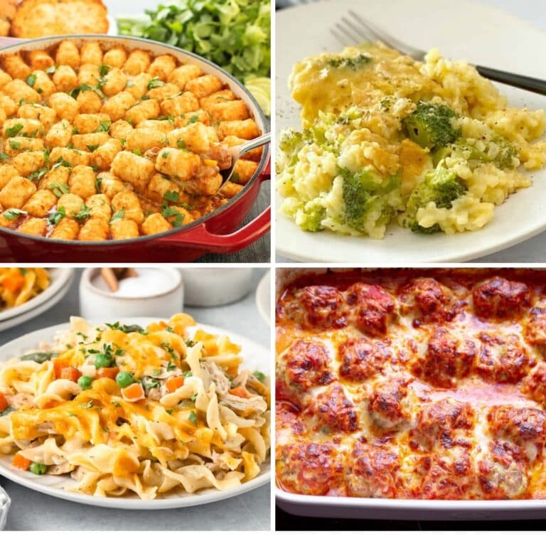 Collage of casseroles that are so good.