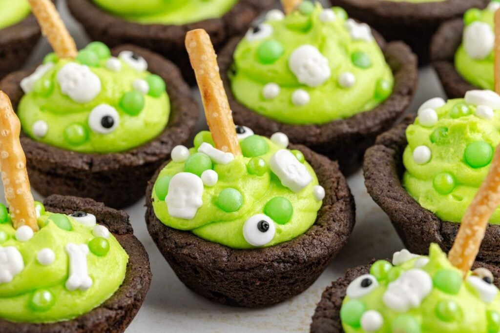 Cauldron cookies on a white background.