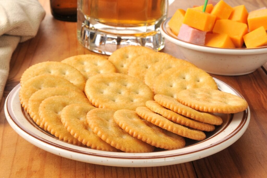 Crackers on a plate.