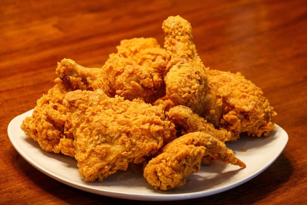 Crispy fried chicken served on a plate.