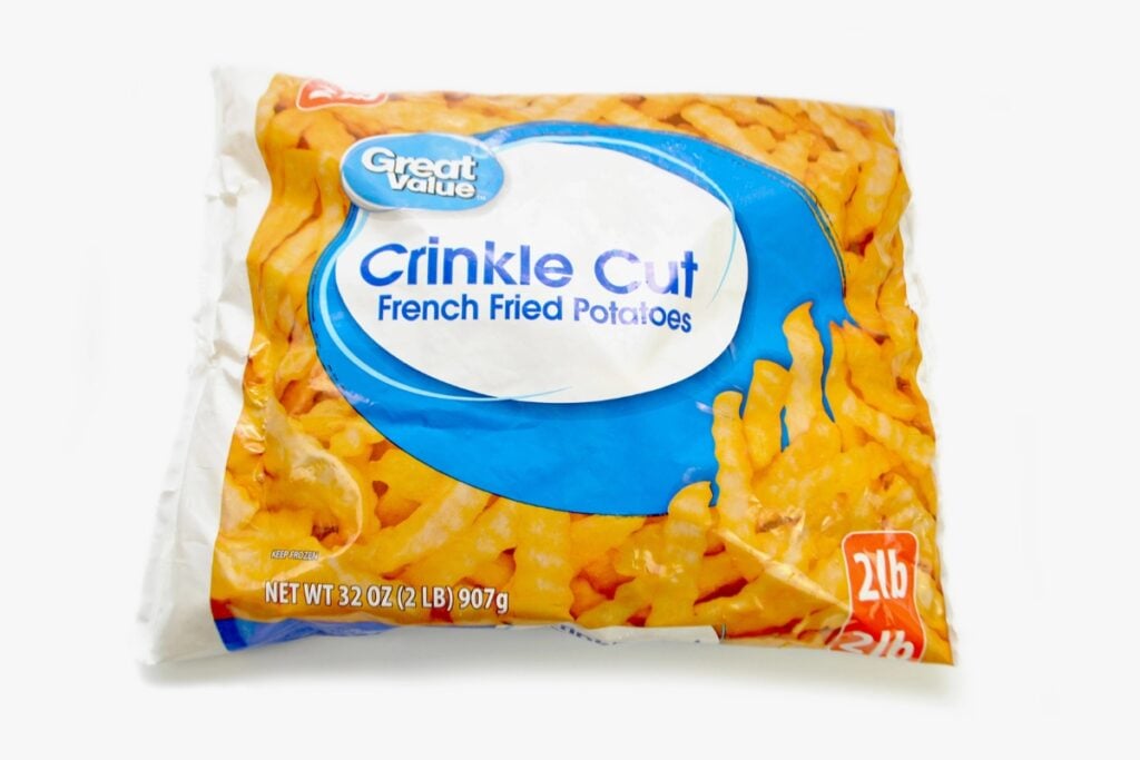 Frozen fries in a pack.
