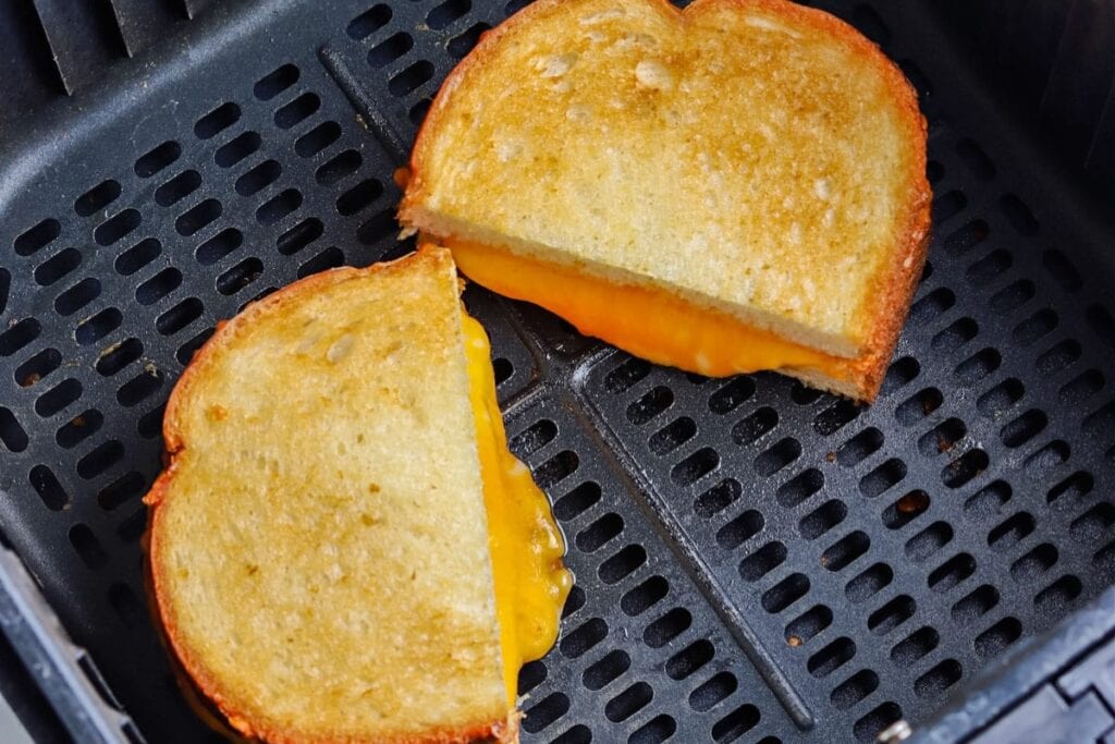 Grilled cheese sandwich in air fryer.