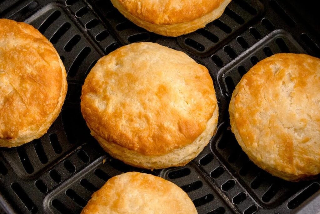 Homemade biscuits in an air fryer.