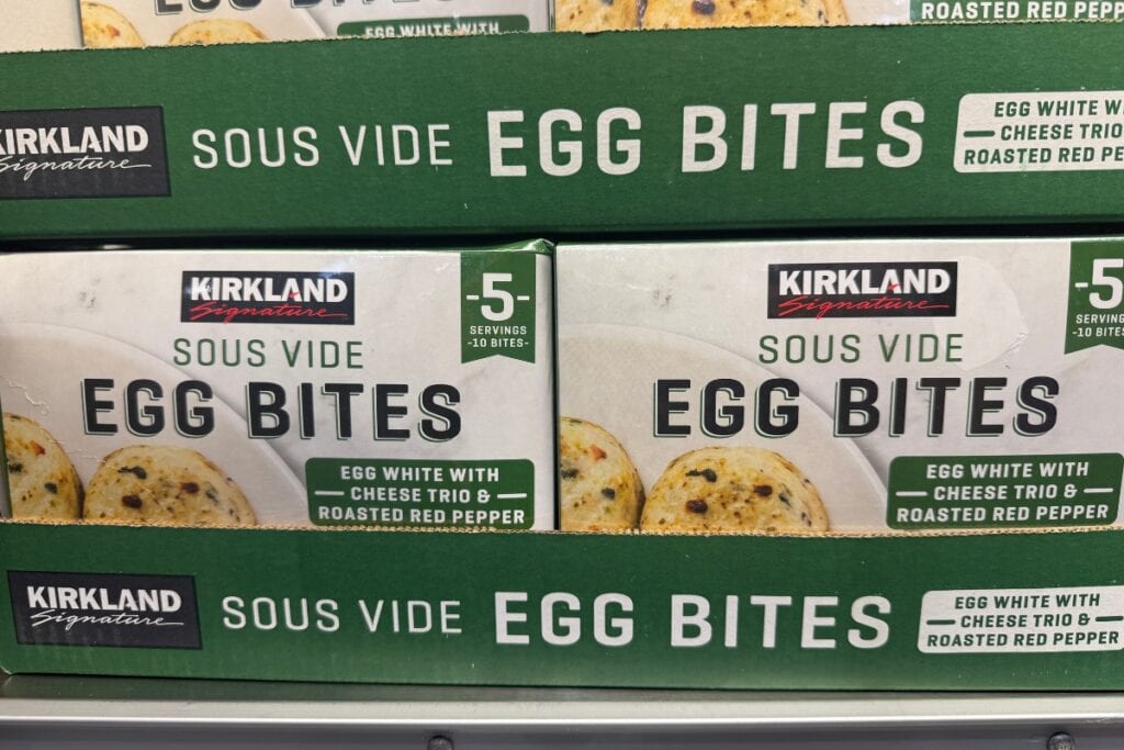 Kirkland egg bites on a store shelf display.