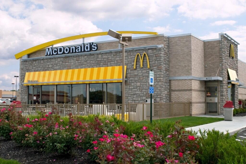 Exterior of a McDonald’s restaurant.