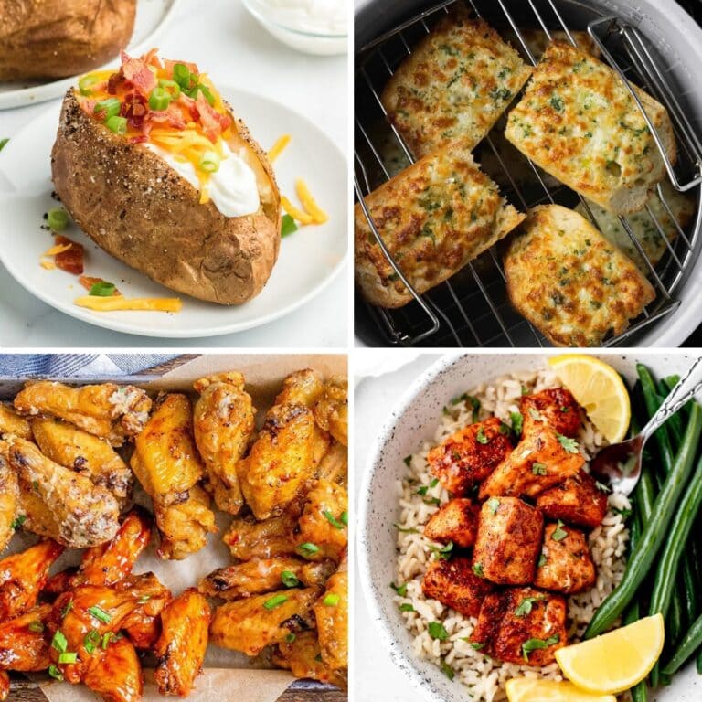 Collage of new air fryer recipes.