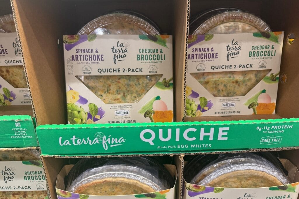 Quiche on a store shelf.