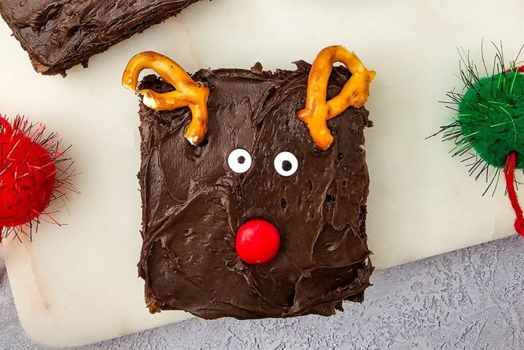 Reindeer brownies on white background