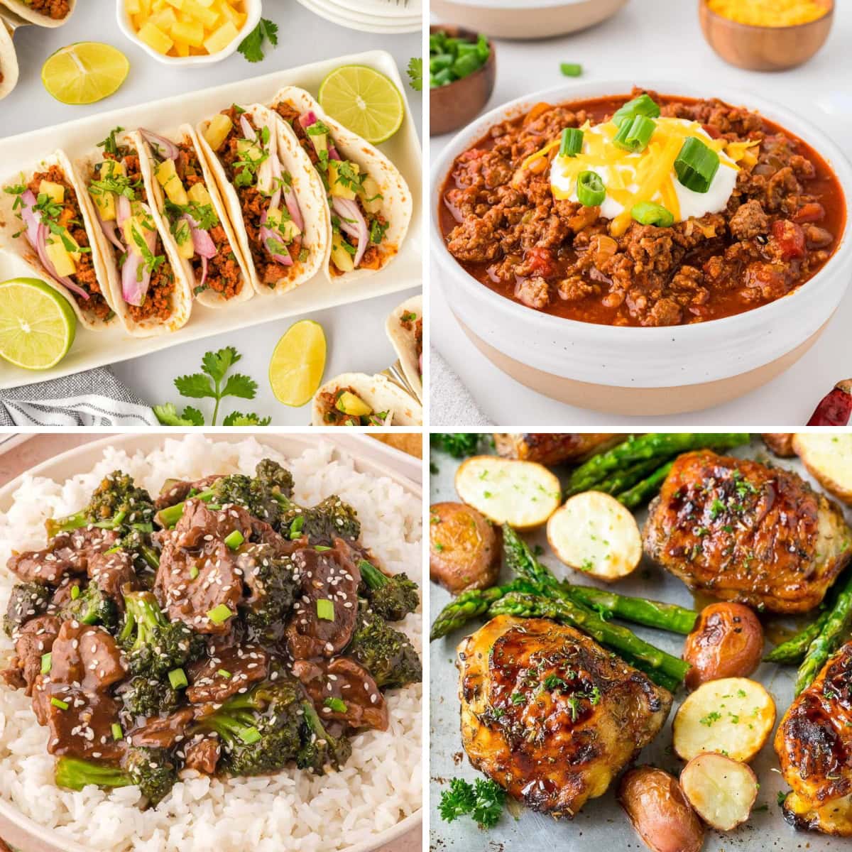 Collage of shockingly easy dinner recipes.