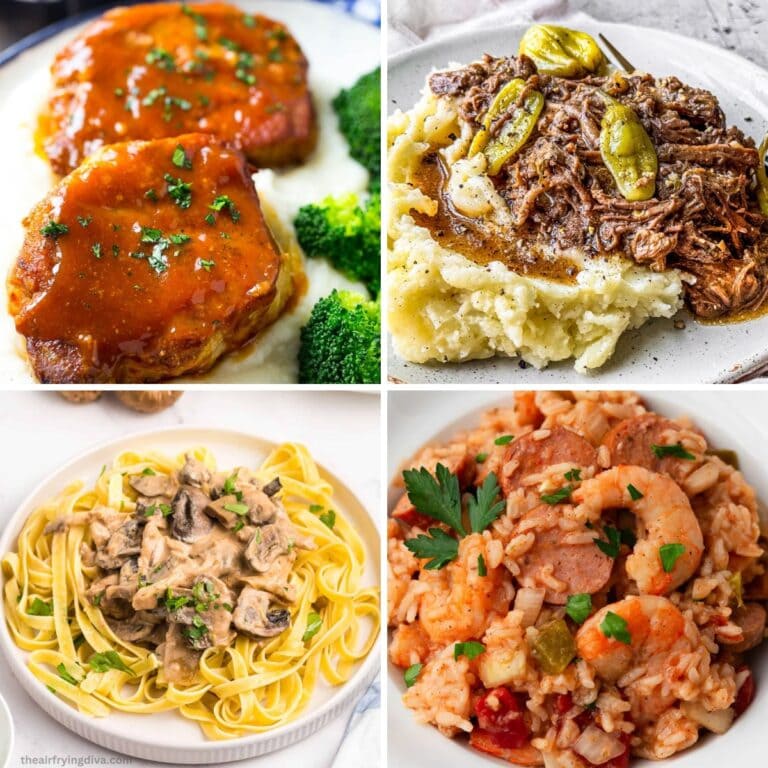 Collage of slow cooker dinners that are winners.
