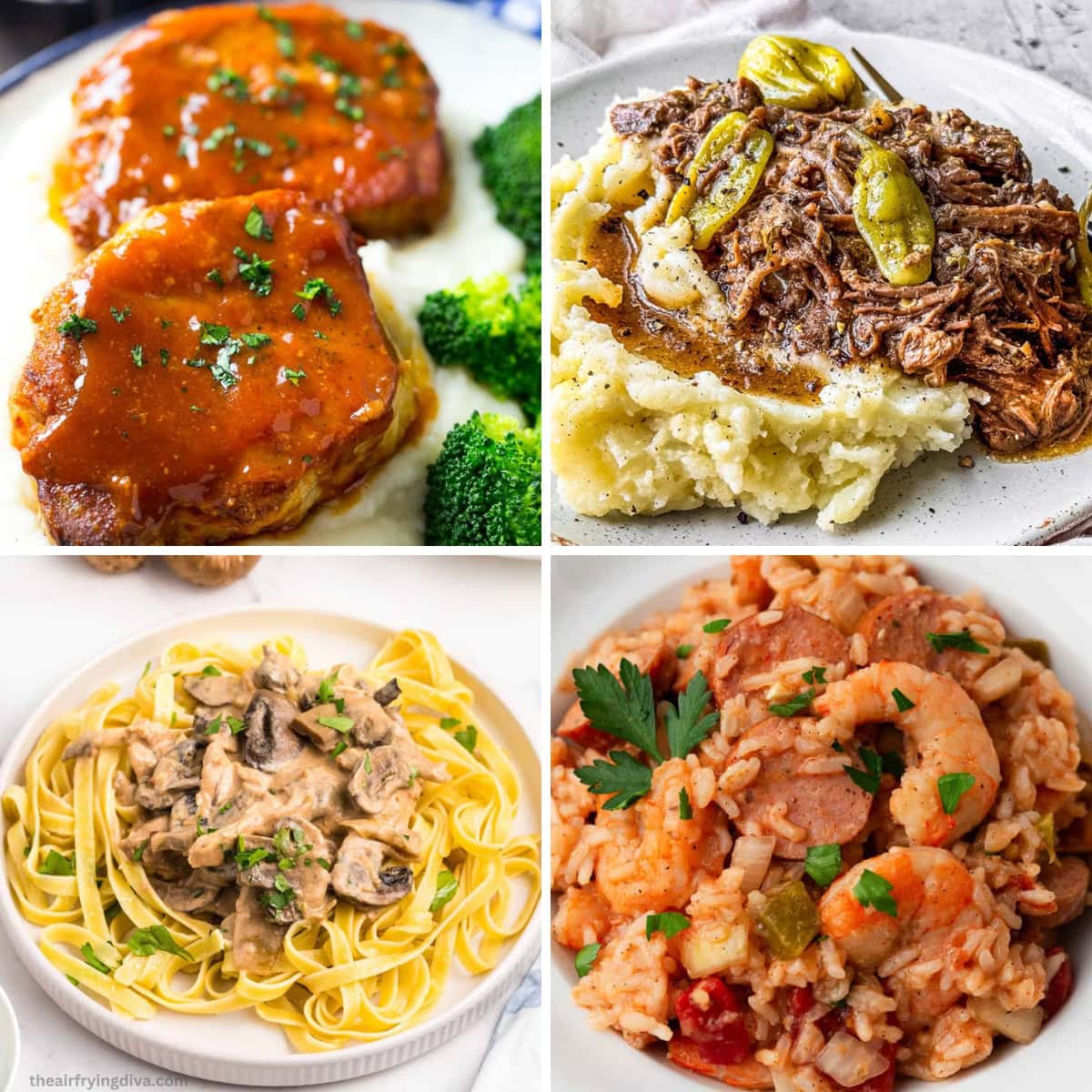 Collage of slow cooker dinners that are winners.