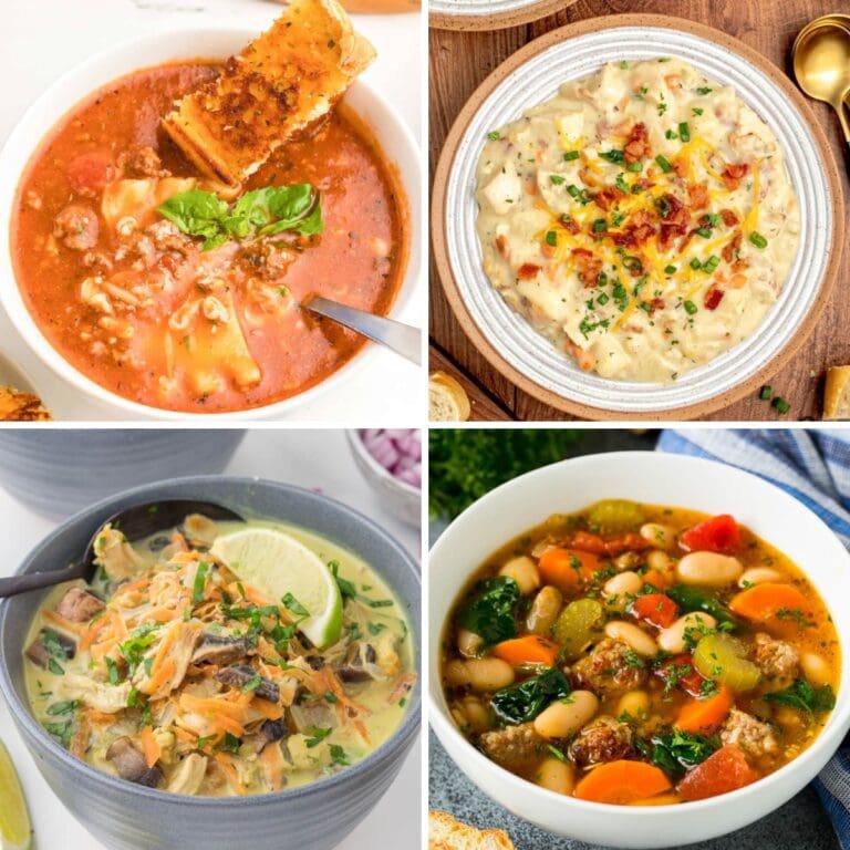 Collage of soup recipes.