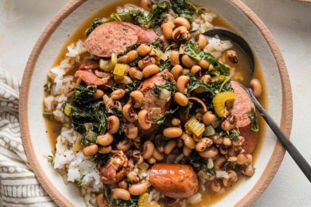 Southern-style black-eyed peas served in a bowl.