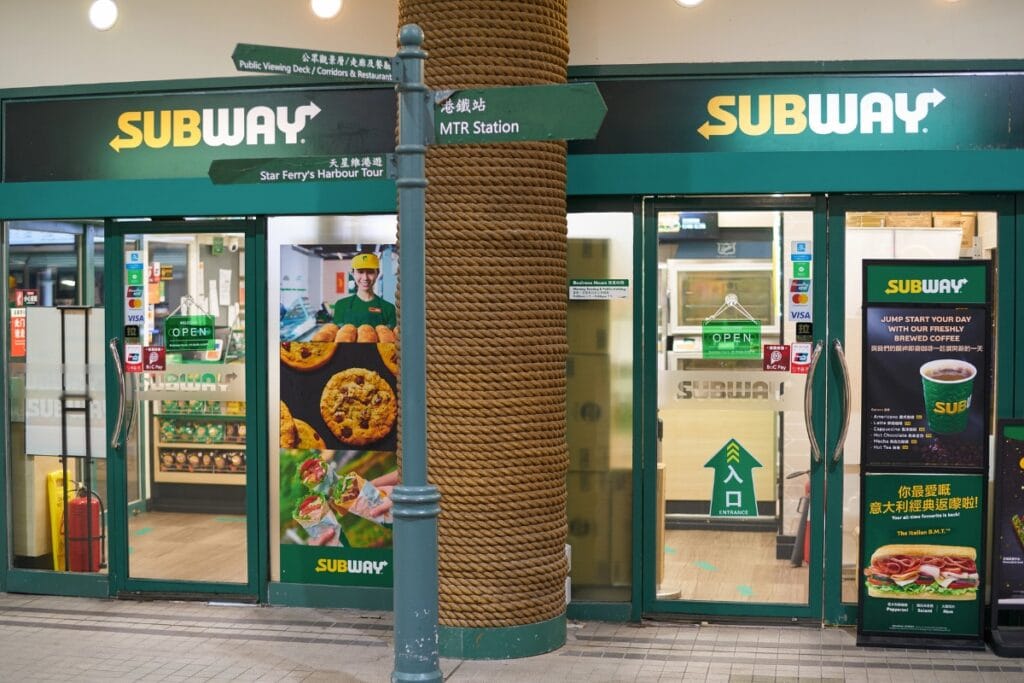 Subway food chain store front view