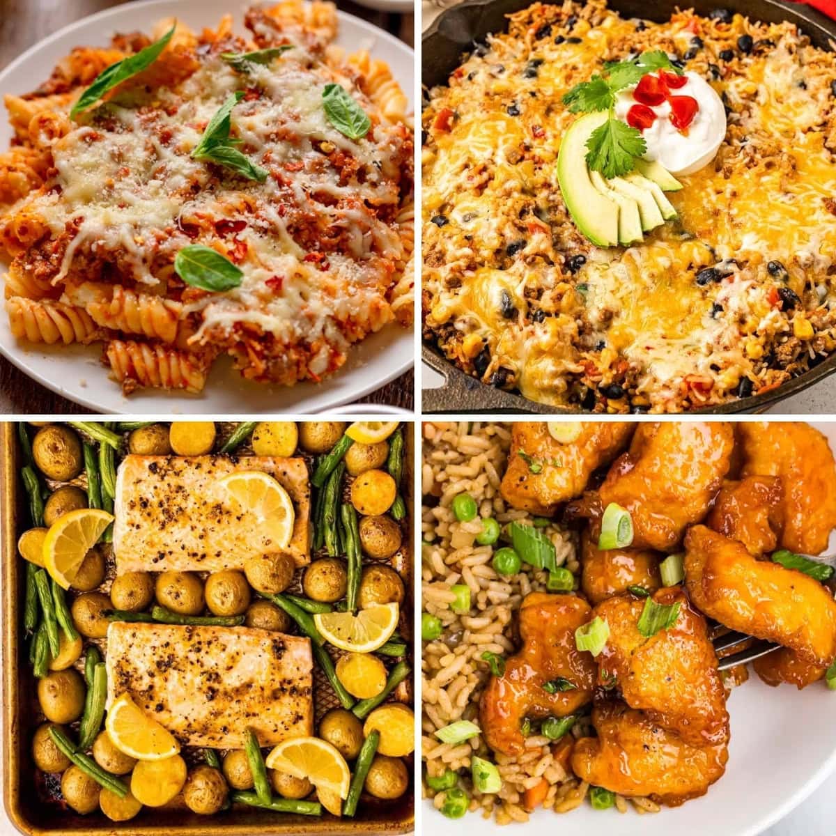 Collage of yummy dinners.