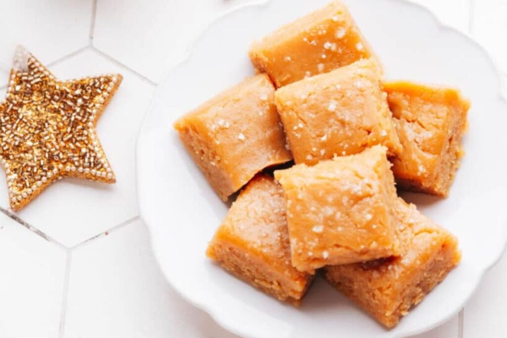 A close up shot of peanut butter fudge.