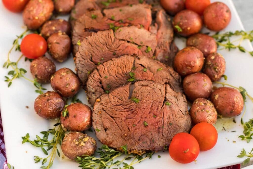 A close up shot of beef tenderloin.